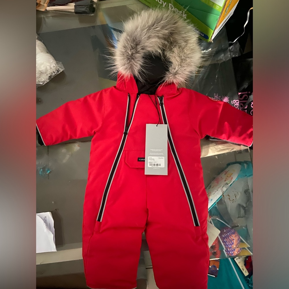 NWT Authentic Red Canada Goose Snow Suit bunting 3-6 months